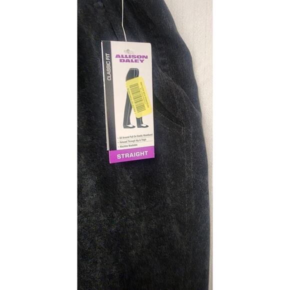 Allison Daley Women's Classic Fit Straight Pull On Corduroy Black Pants Size 24W - Picture 5 of 6